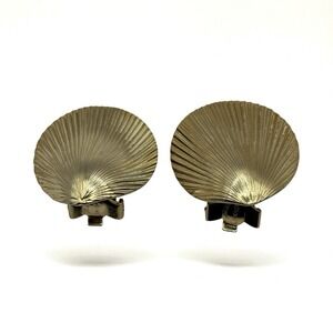 Christian Dior Earrings Sea Shell Clip On Vintage 70s Gold Tone Vacation Germany